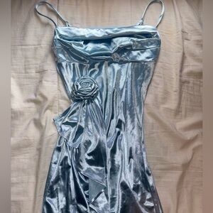Sophisticated Light Blue Satin Style Prom Dress